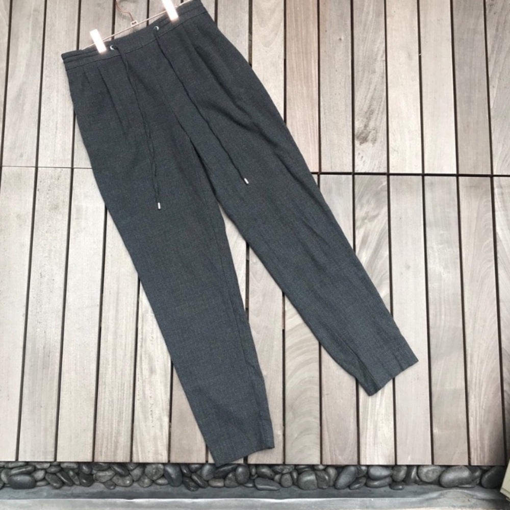 ZARA Basic Grey Ankle Cut Drawstring Jogger Pants